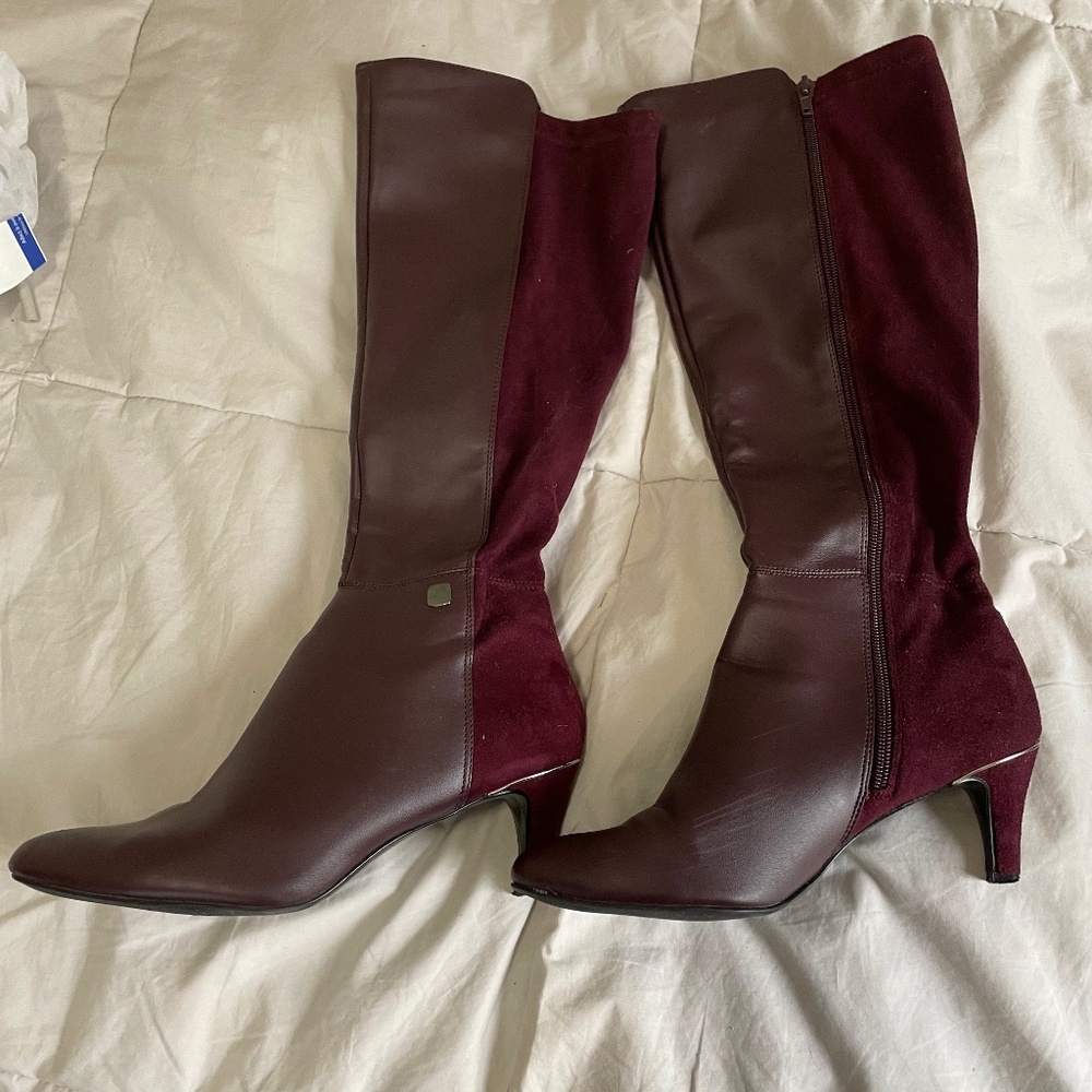 AIfani maroon knee high boots